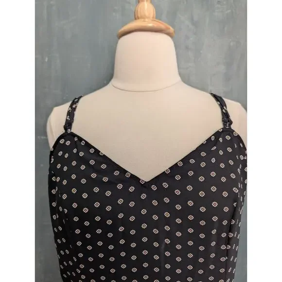 Ava & Viv Mermaid Hem Maxi Dress Size 2X Black Micro Floral Slip Sundress - Picture 4 of 12